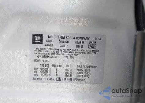 2022 Buick Encore Fwd Preferred z USA, uszkodzony, nr VIN KL4CJASM6NB516675